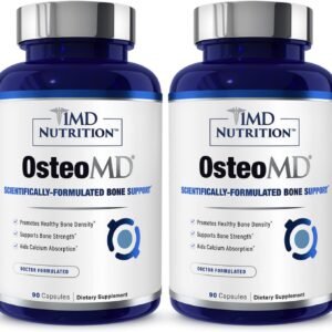 1MD Nutrition OsteoMD for Comprehensive Bone Support | with Calcium Hydroxyapatite, Vitamin D3 & K2 | 180 Capsules (2-Pack)