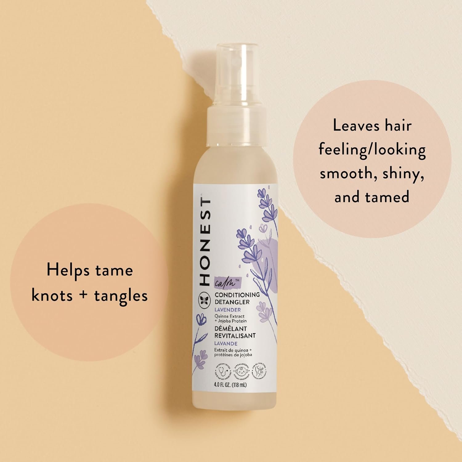 The Honest Company Conditioning Hair Detangler, Leave-In Conditioner and Fortifying Spray, Tear Free, Cruelty-Free, Hypoallergenic, Lavender Calm, 4 Fl Oz - Image 2
