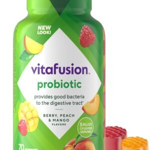 vitafusion Probiotic Gummy Supplements, Raspberry, Peach and Mango Flavors, Probiotic Nutritional Supplements With 5 Billion CFUs, 35 Day Supply, 70 Count