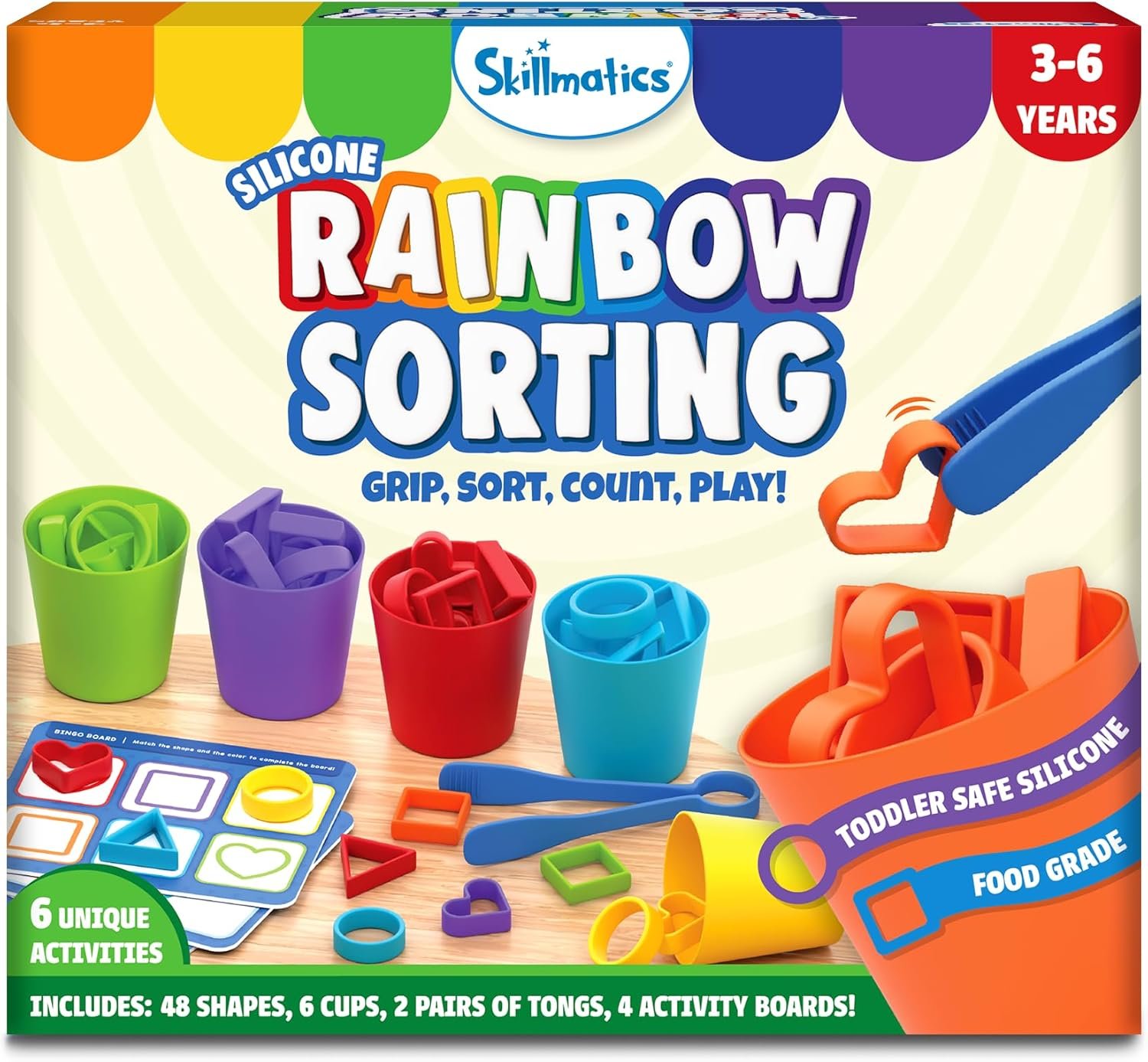 Skillmatics Silicone Rainbow Sorting Game - Learning & Educational Toy, Sorting, Counting & Sequencing Skills, Gift for Toddlers & Preschoolers Ages 3, 4, 5, 6