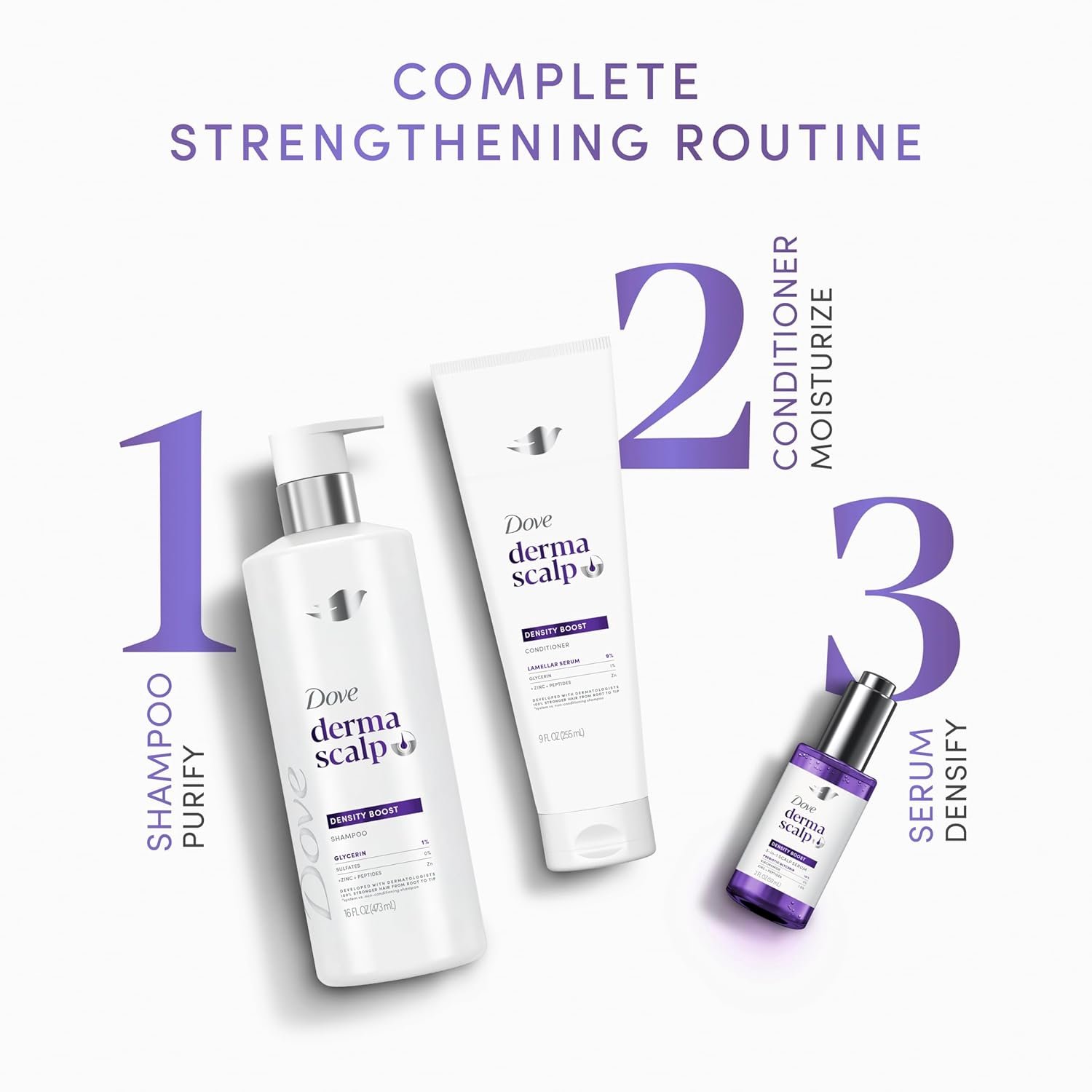 Dove Derma Scalp Density Boost 3-in-1 Scalp Serum 1 ct With Prebiotic Glycerin, Zinc + Peptides, and Niacinamide For Breakage And Hair Thinning 2 oz - Image 10