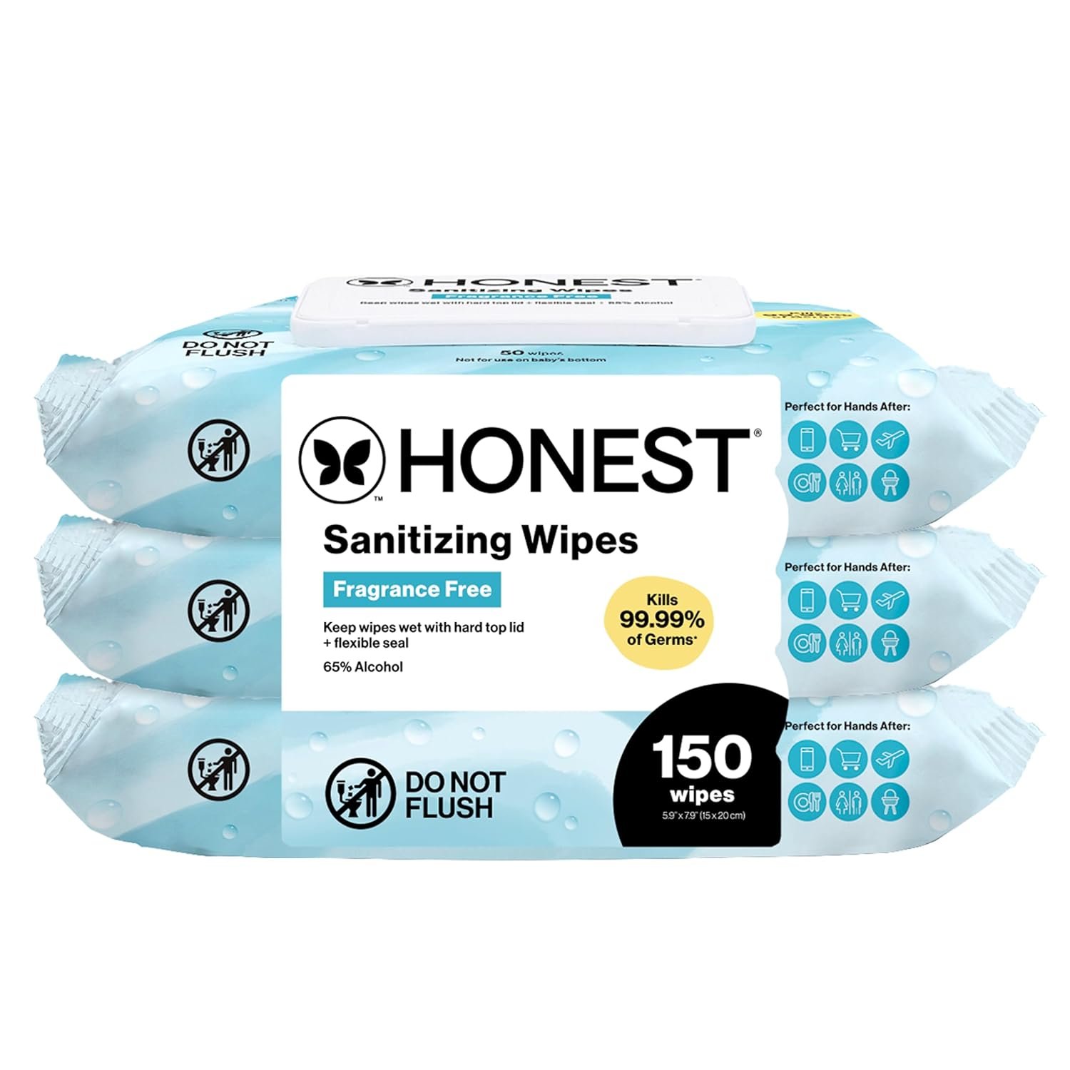 The Honest Company Fragrance-Free Sanitizing Alcohol Wipes, Antibacterial with Aloe, Kills 99% of Germs, 150 Count - Image 13