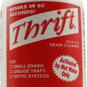 Thrift T-200 Drain Cleaner – 2 lb Odorless Drain Opener – Activated by Hot Water – For Small Drains, Grease Traps & Septic Systems