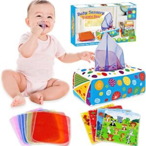 Baby Toys 6 to 12 Months – Baby Tissue Box Toys Montessori Toys for Babies 6-12 Months Soft Crinkle Infant Sensory Toys for 1 Year Old Early Learning Toys Baby Boys Girls Gifts