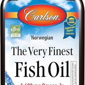 Carlson – The Very Finest Fish Oil, 1600 mg Omega-3s, Liquid Fish Oil Supplement, Norwegian Fish Oil, Wild-Caught, Sustainably Sourced Fish Oil Liquid, Lemon, 200ml, 6.7 Fl Oz