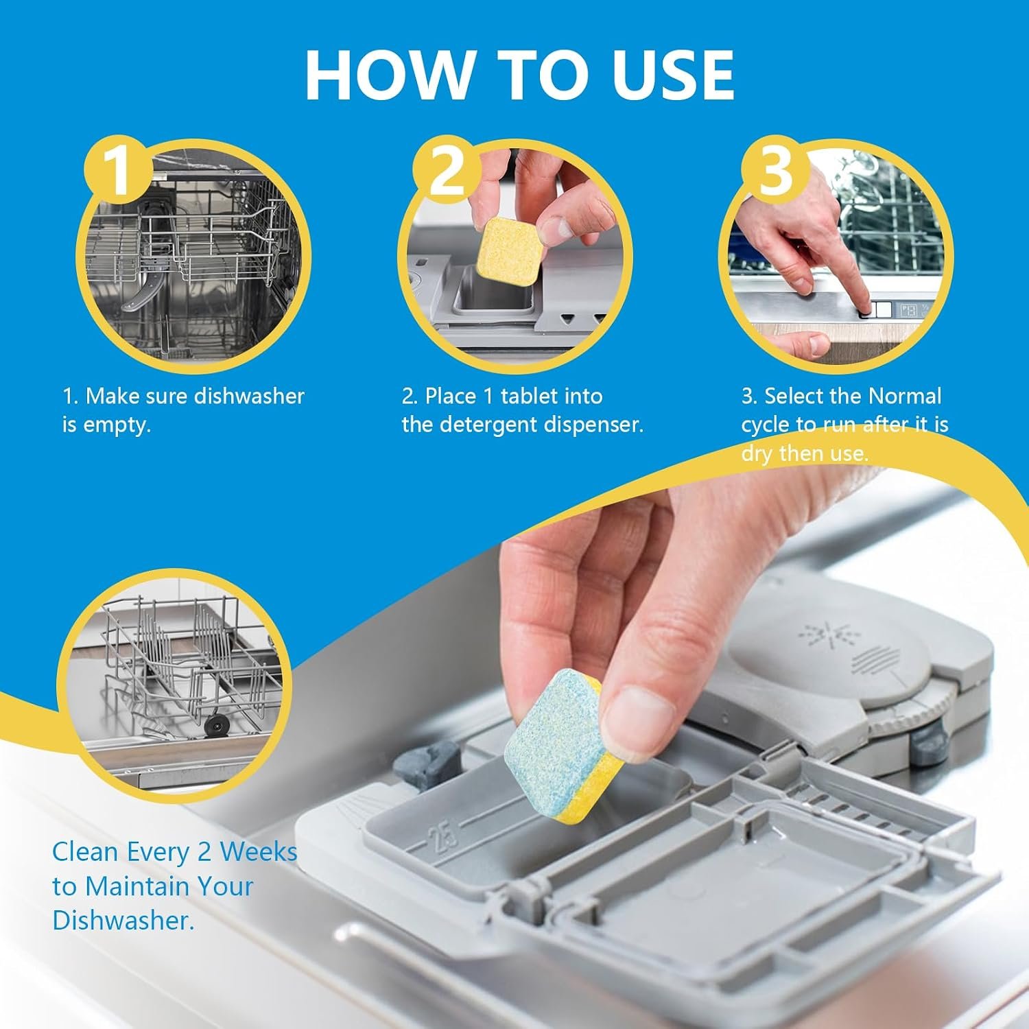 24-count Dishwasher Cleaner Tablets, Deep Cleaning and Descaling Formula, Removes Odors, Scale, and Hard Water Residue, Maintains Dishwashers, Septic Tank Safe (Lemon Scent) - Image 4