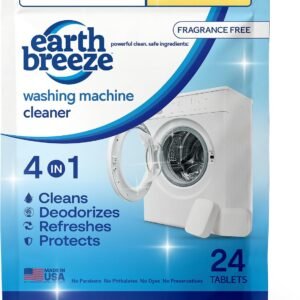 Earth Breeze Washing Machine Cleaner Tablets – 1 Year Supply – Deep Cleans, Removes Odors, Residue & Buildup – Front Load, Top Load & HE Washers – Fragrance-Free – No Harsh Chemicals – Made in USA