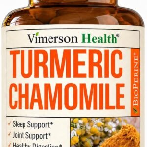 Turmeric Supplement & Chamomile Capsules for Sleep – Organic Turmeric Sleep Supplement with Chamomile Flowers Extract (Manzanilla) – Relaxation & Stress Support – Joint & Digestive Health. 60 Capsules