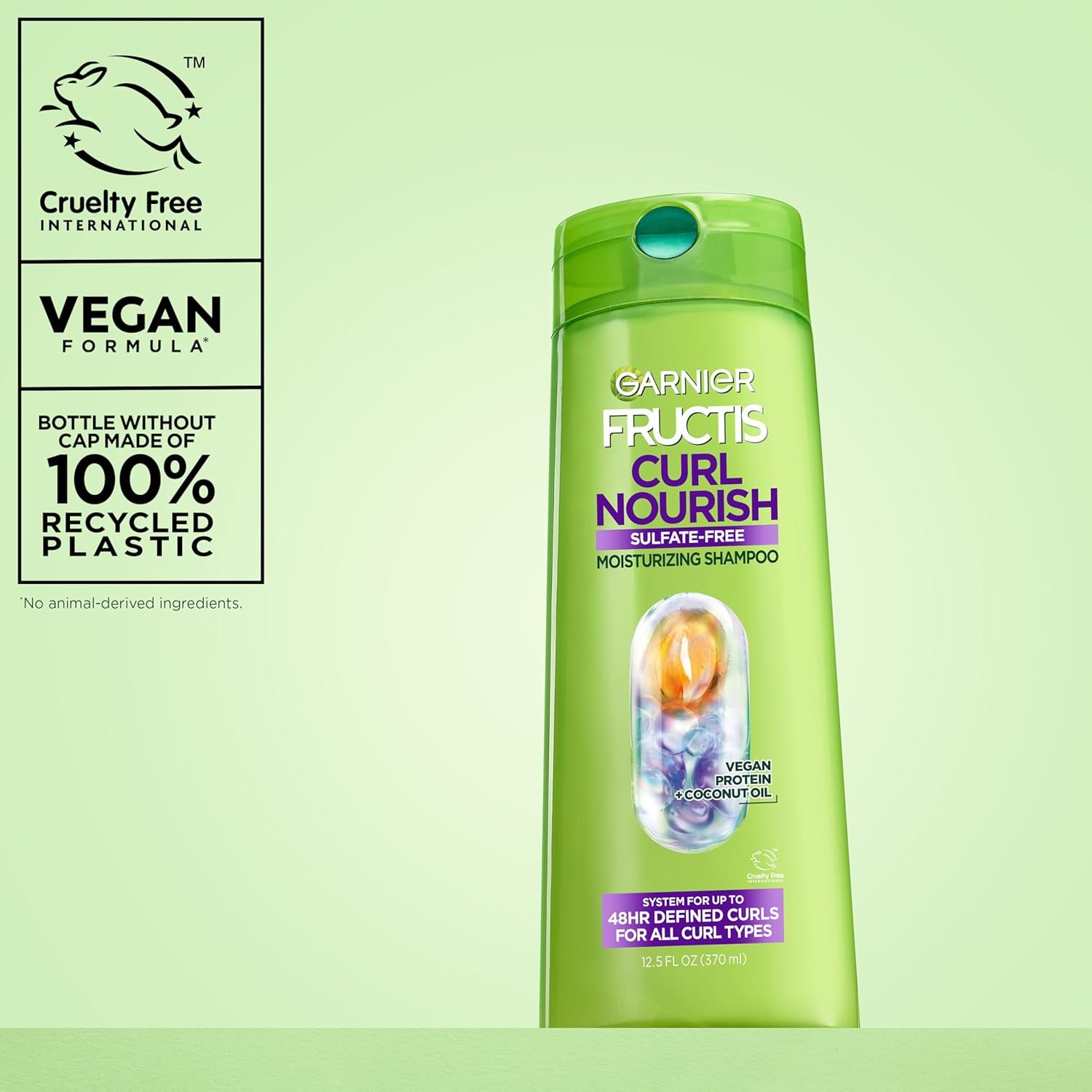 Garnier Fructis Curl Nourish Moisturizing Shampoo for Curly Hair, Plant Protein and Coconut Oil Formula, Up to 48HR of Curl Definition, Sulfate Free & Vegan, 12.5 Fl Oz (Packaging May Vary) - Image 9