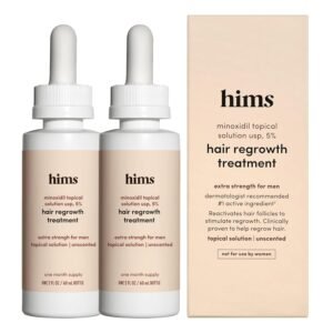 hims Hair Regrowth Treatment – Topical Minoxidil 5% Solution for Men – Extra Strength – Supports Thicker, Fuller Hair – Non-Greasy – Unscented, 2 Pack