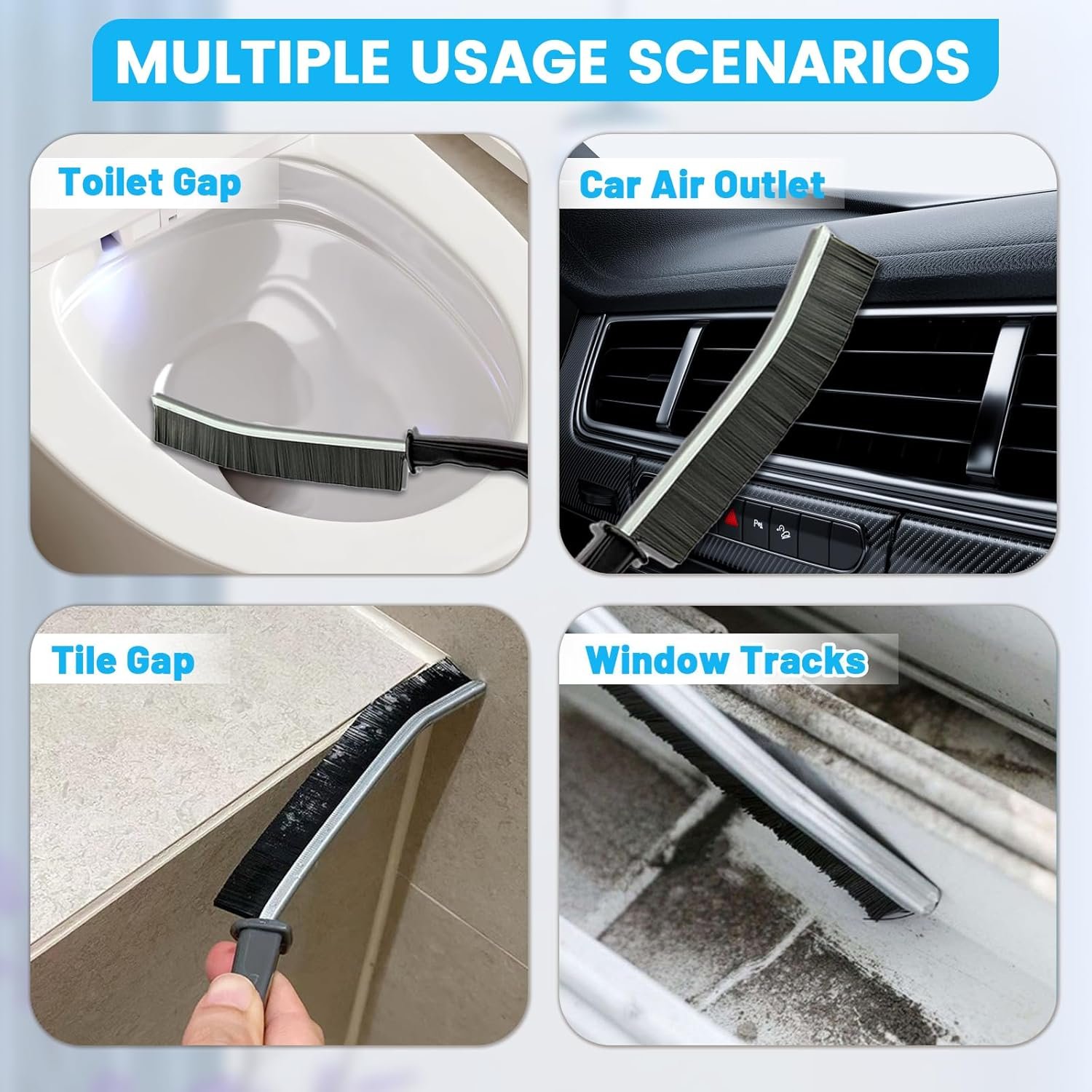 16Pcs Crevice Cleaning Brush Set, Hard Bristle Scrub Brushes Tools for Deep Cleaning Gap,Window Groove Cleaning Brush for Sliding Door, Sill, Tile Lines, Shutter, Corner, Sink, Teapot, Bottle (16 Pcs) - Image 2