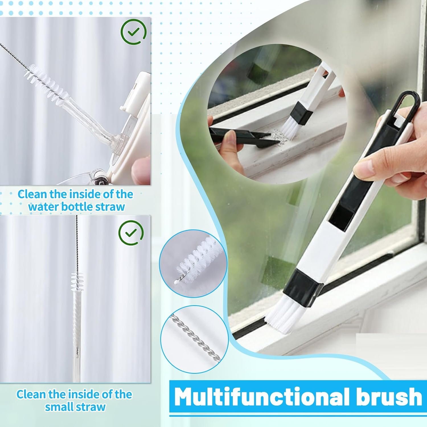 16Pcs Crevice Cleaning Brush Set, Hard Bristle Scrub Brushes Tools for Deep Cleaning Gap,Window Groove Cleaning Brush for Sliding Door, Sill, Tile Lines, Shutter, Corner, Sink, Teapot, Bottle (16 Pcs) - Image 5