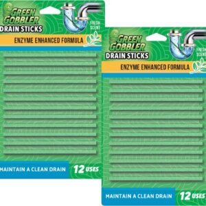 Green Gobbler Drain Cleaner & Deodorizer FRESH SCENT Sticks for Toilet Tanks, Sinks, Bathtub Drains, Washing Machine Drains and Garbage Disposals – 24 Pieces