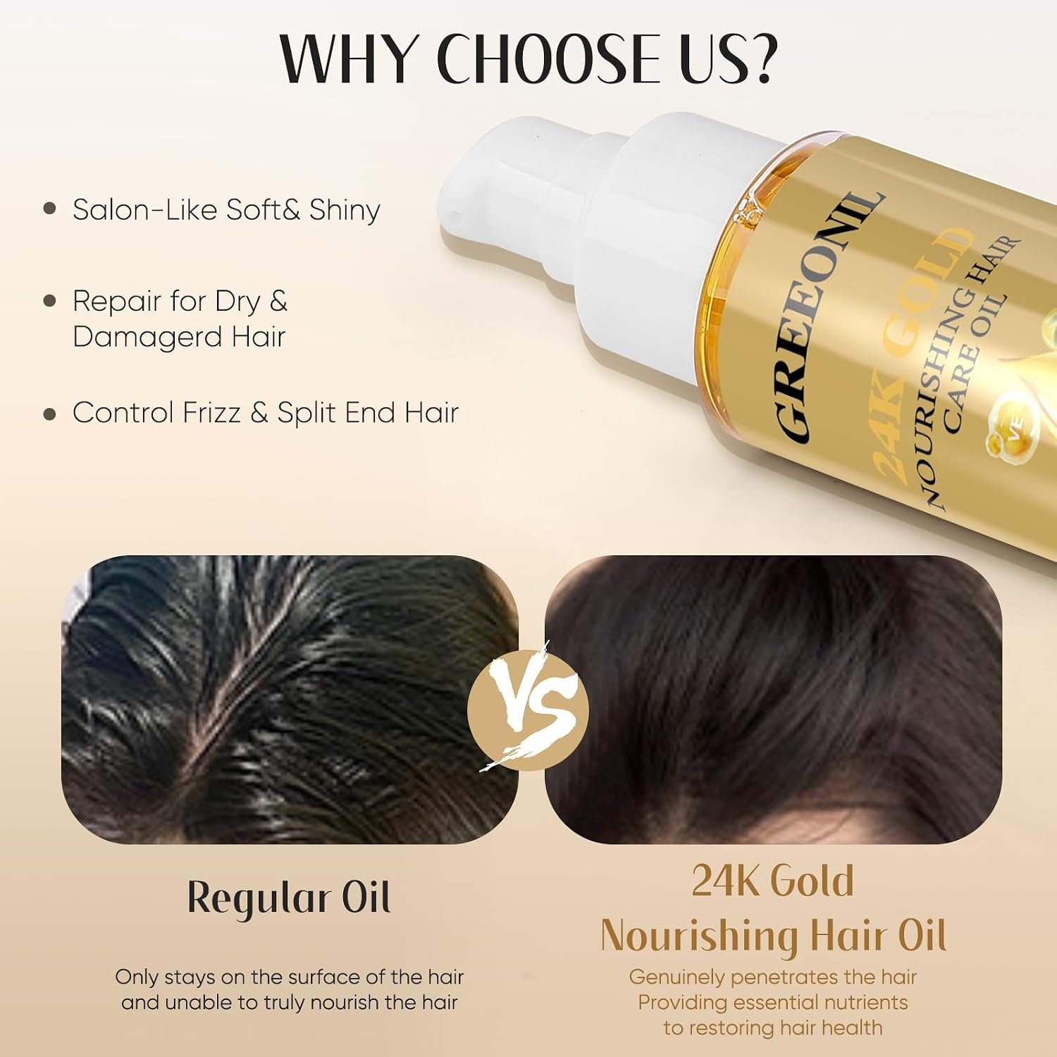 GREEONIL Hair Oil with Argan Oil, Coconut Oil, Olive Oil, Vitamin E for Nourish Hair, Smooth Frizz, Add Shine, Hair Treatment Oil for Women Men Frizzy Damaged Fine Curly Hair, Leave-in, 2Pack - Image 5