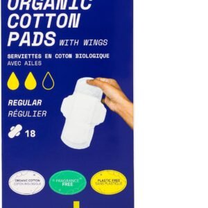 Marlow 100% Organic Cotton Pads – Free from plastic, fragrance, dyes, chlorine-bleaching, Ultra Soft, Leak Proof, Super Absorbent with extra sticky wings, Regular (Day Time), White