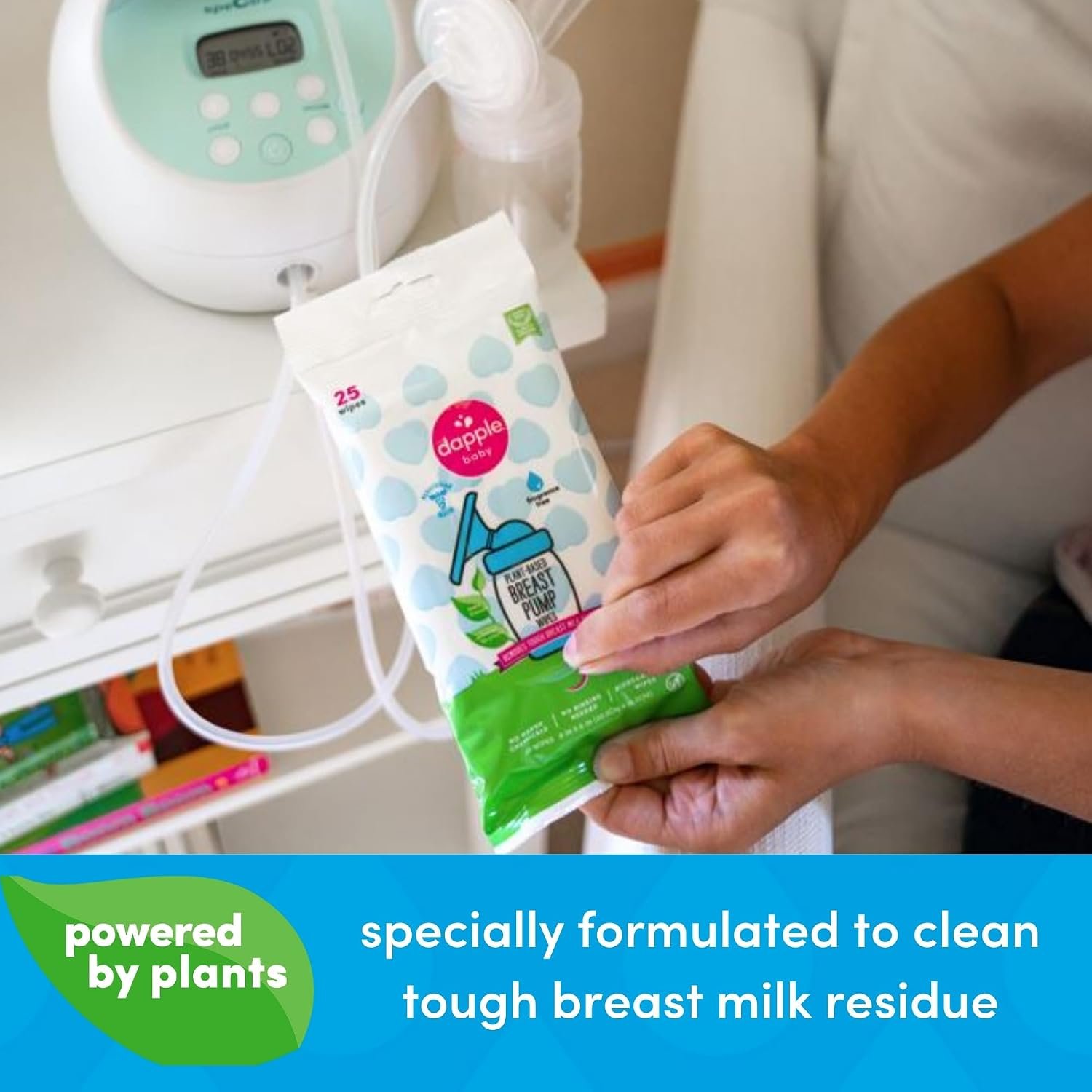 Dapple Baby Breast Pump Wipes - (3 Pack) 25 Count - Fragrance-Free, Plant-Powered & Hypoallergenic - Removes Milk Residue - Diaper Bag Essentials - Image 3
