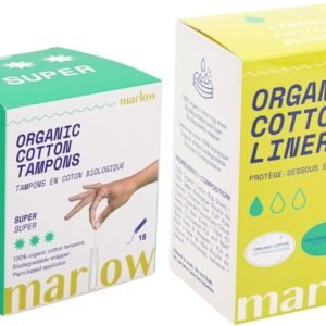 Organic Super Cotton Tampons with Compact Plant-Based Applicators + Organic Cotton Liners | Fragrance Free, Toxin Free