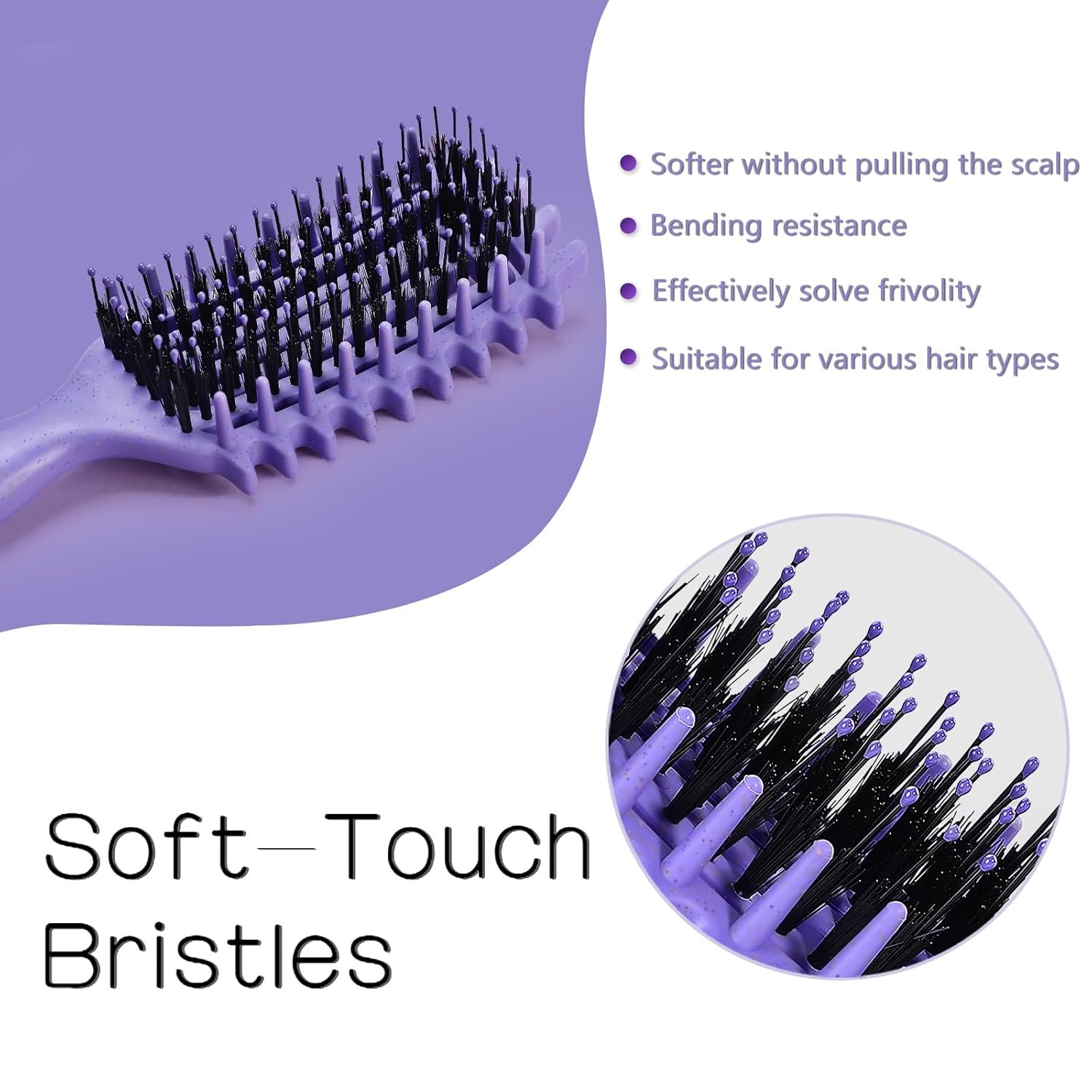 Curly Hair Brush,Curl Defining Brush for Effortlessly Defined Curls & Waves,Vented Hair Brush for Wet & Dry Hair,Women and Men,Reduces Frizz (Purple) - Image 3