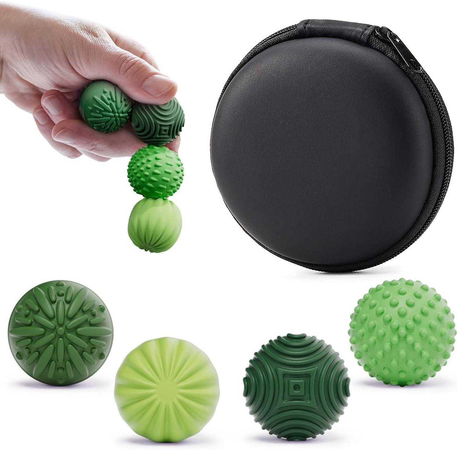 luckdoor Silicone Magnetic Balls Fidget Toys for Adults & Teens,4PCS Stress Relief Sensory Toys for Autism ADHD Anxiety,Fun Textures Gadgets,Office Desk Toy,Stocking Stuffers for Women Men Teen Gift