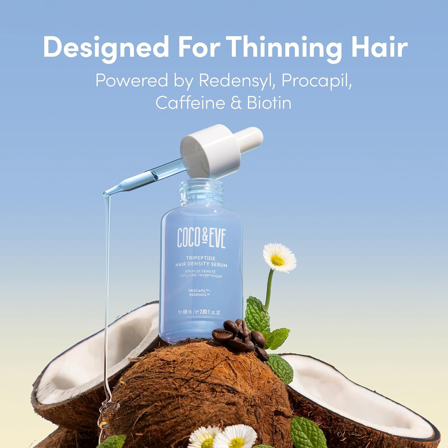 Coco & Eve Boost Therapy Tripeptide Hair Density Serum. For Thicker, Fuller Hair. Anti-Hair Loss & Shedding, Lightweight Scalp Treatment with Biotin & Caffeine for Volume & Restoration (2.03 Fl Oz) - Image 5