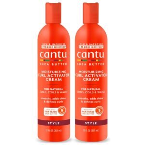 Cantu Moisturizing Curl Activator Cream for Natural Hair with Pure Shea Butter, 12 fl oz (Pack of 2)