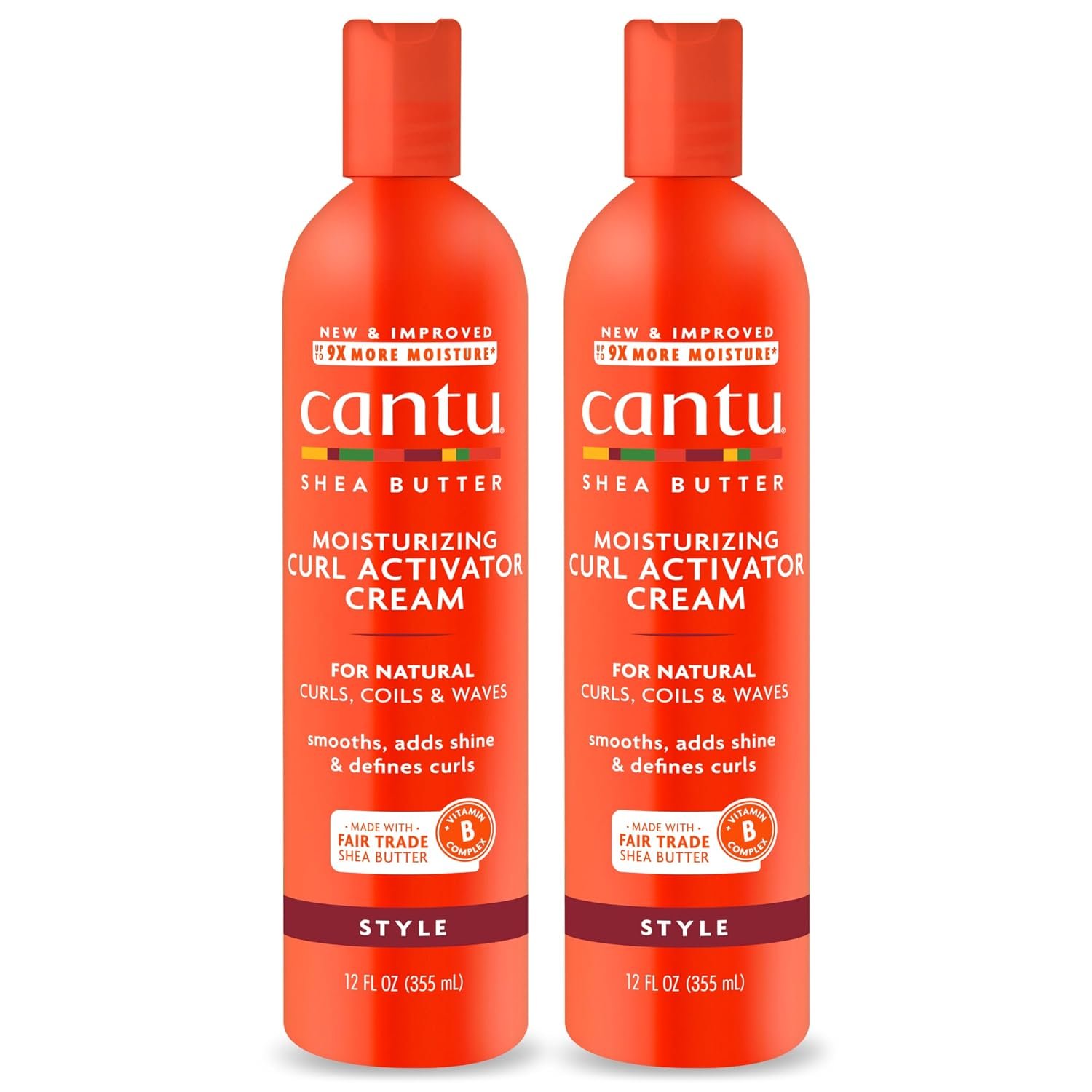 Cantu Moisturizing Curl Activator Cream for Natural Hair with Pure Shea Butter, 12 fl oz (Pack of 2)