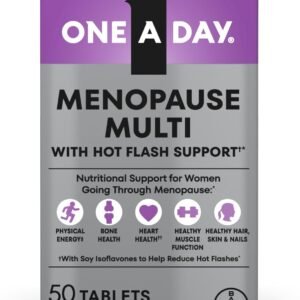 One A Day Women’s Menopause Multivitamin with Vitamin A, Vitamin C, Vitamin D, Vitamin E and Zinc for Immune Health Support, Bone Health, 50 Count (New Packaging)