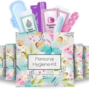 Menstrual Kit All-in-One 10 Pack | Convenience on The Go | Period Kit Pack for Travelling, Tweens & Teenager | Individually Wrapped Feminine Hygiene Product (Butterflies)