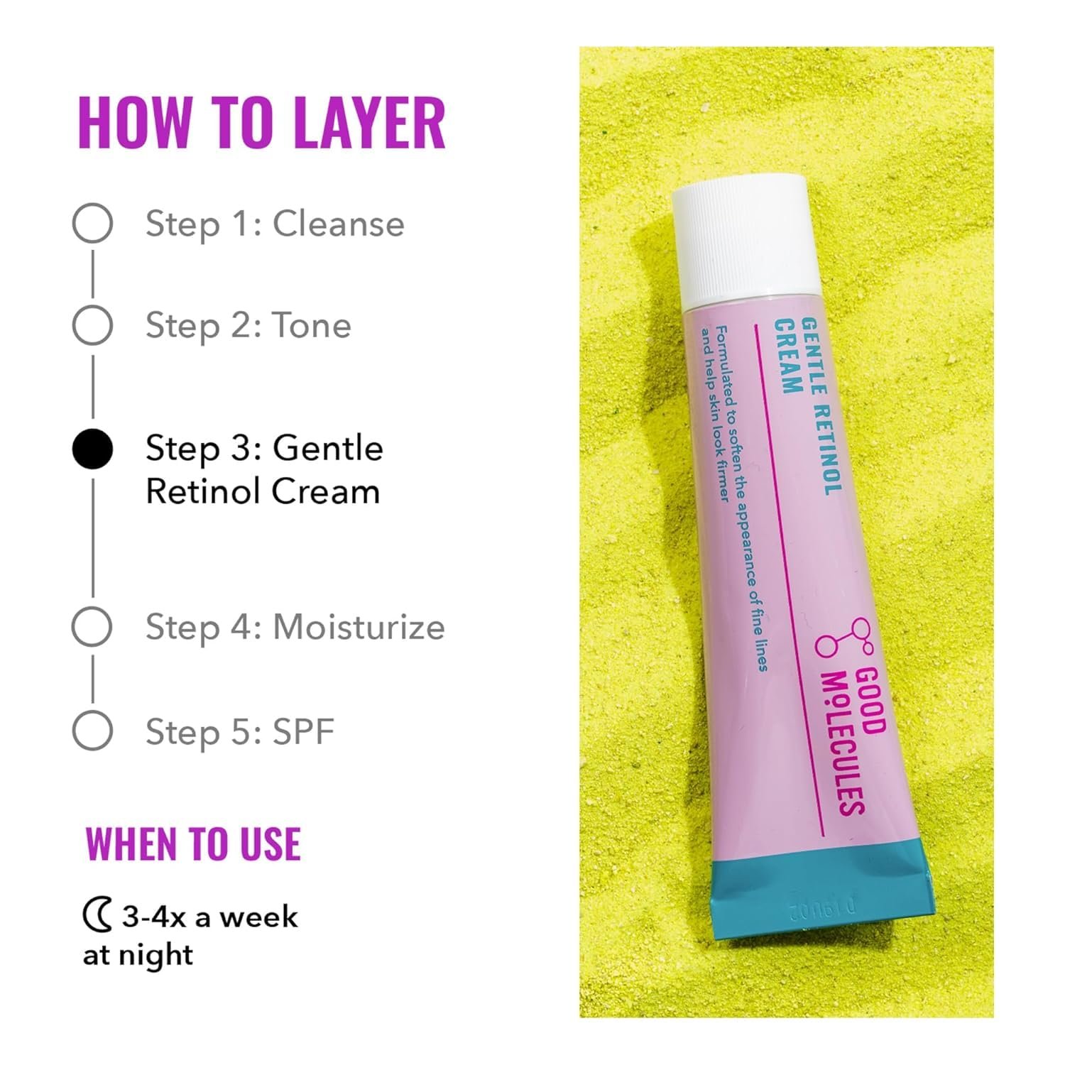 Good Molecules Gentle Retinol Cream - Retinol Night Cream to Minimize Appearance of Fine Lines & Wrinkles, Skin Tightening Recipe with Bakuchiol, Anti-Aging Skin Care For Face - Image 4