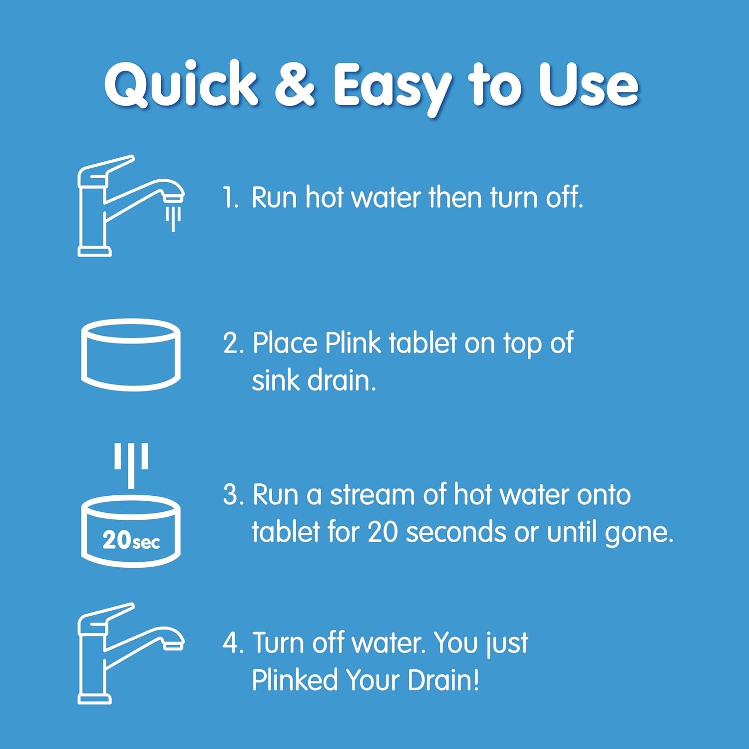 Plink Fizzy Drain Cleaner and Freshener, Prevents Drain Clogs and Buildup, Removes Odors from Bathroom and Kitchen Sinks, Septic-Friendly, Made in the USA, Lemon Scent, 18 Tablets - Image 3
