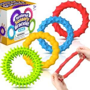 Sensory Toys Fidgets for Kids Adults – 4 Pack Stretchy Fidget Toys Bracelets | Texture & Calming Autism Sensory Toys for Special Needs Autistic Children Classroom Fidgets| Squishy Fidgets Travel Gifts