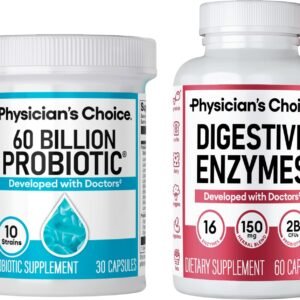 Physician’s CHOICE Advanced Gut Health Bundle: 60 Billion Probiotics 30ct + Digestive Enzymes 60ct for Digestive, Gut, and Immune Health Supports Occasional Constipation, Diarrhea, Gas, and Bloating