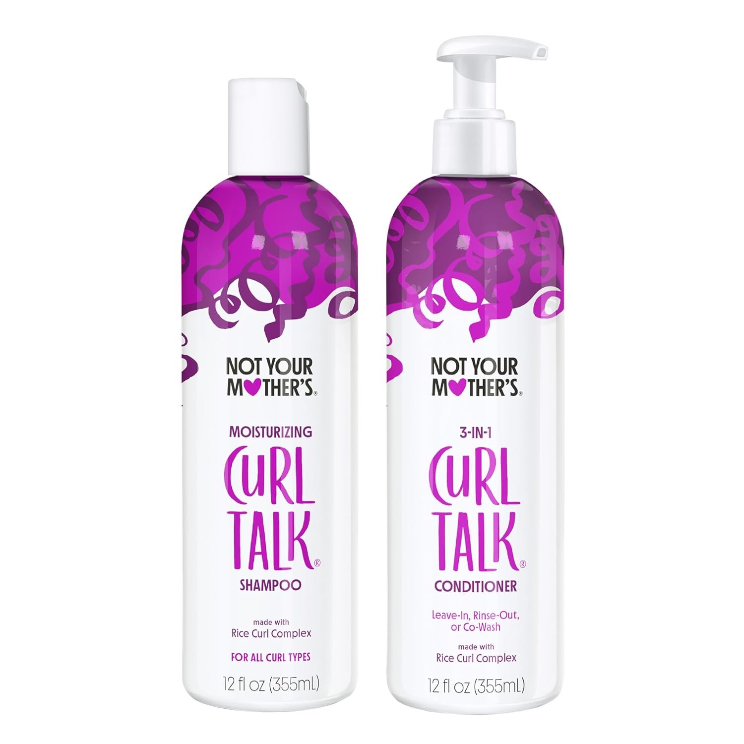 Not Your Mother's Curl Talk Shampoo and Conditioner Set for Curly Hair - (2 Pack) 12 fl oz - Shampoo and Conditioner for Women with All Curl Types - Cleanse & Hydrate Curly Hair - Control Frizz