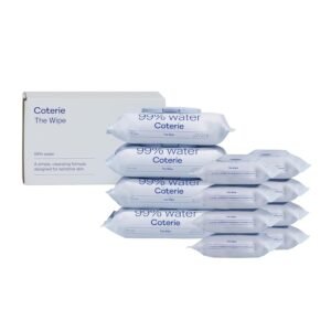 Coterie Baby Wipes for Sensitive Skin, Plant-Based and Plastic-Free Fibers, 99% Water, Hypoallergenic, pH Balanced, Unscented, Clean and Gentle Baby Essentials, 4 Standard Packs & 8 Travel Size Packs