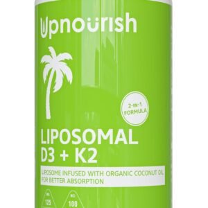 UpNourish Liposomal D3 K2 MK-7 – 365 Mini softgels with Organic Coconut Oil – 5000 IU 125 mcg Vitamin D3 and 100 mcg Vitamin k2 for Optimal Bone and Immune Health