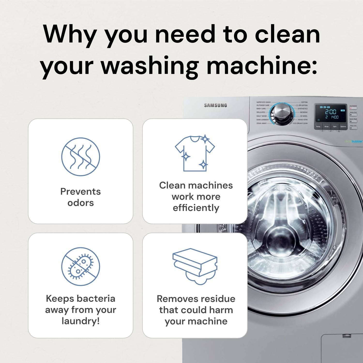 Grab Green Washing Machine Cleaner Pods - Fragrance Free Eco Treatment Packs, 5 Count - Image 4