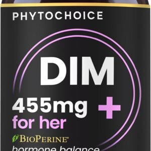 DIM for Women 350mg High Potency with BioPerine® & Broccoli Extract – 455mg Total Complex for Hormone Balance, Estrogen Metabolism, PMS & Menopause Support, Clear Skin & Women’s Wellness, 60 Capsules