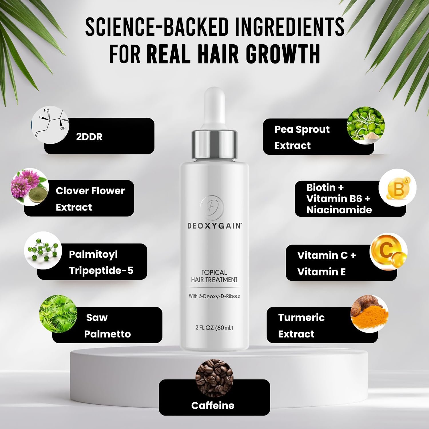 Topical Hair Treatment by Deoxygain - Advanced Hair Growth Formula with 2DDR to Stimulate Follicles Block DHT & Support Hair Regrowth Thicker Fuller Hair Scalp Coverage for Men and Women - 2 fl oz - Image 4