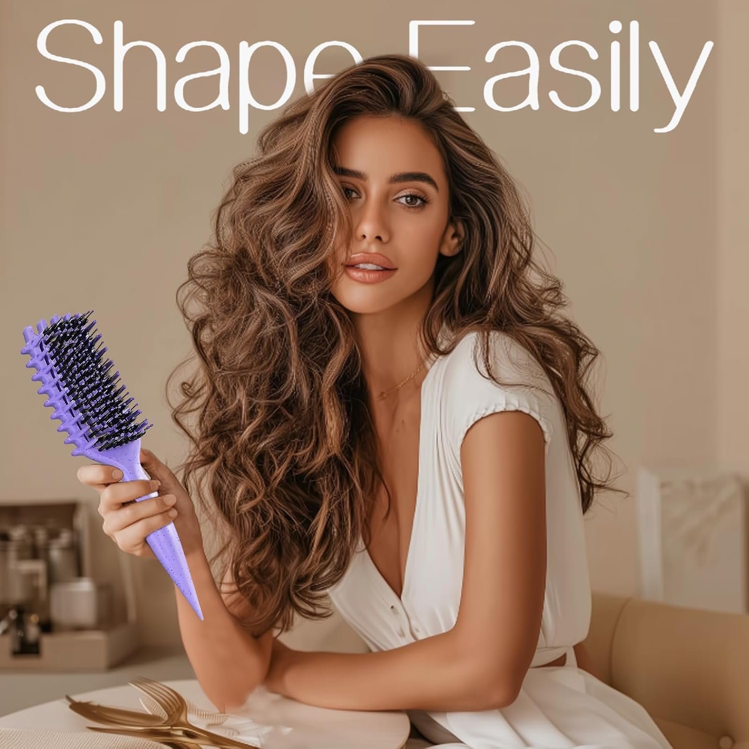 Curly Hair Brush,Curl Defining Brush for Effortlessly Defined Curls & Waves,Vented Hair Brush for Wet & Dry Hair,Women and Men,Reduces Frizz (Purple) - Image 7