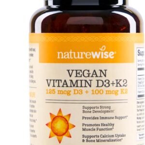 NatureWise Vegan Vitamin D3 + K2 – Natural D3 5000IU + Natural Vitamin K2 100mcg – Bone Support – High Absorption with Organic Cold-Pressed Olive Oil – Non-GMO