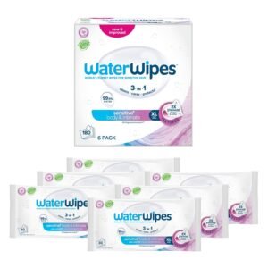 WaterWipes Sensitive Whole Body Cleansing Wipes, 99.9% Purified Water, XL Textured Wipes, Incontinence Care, Fragrance Free, 180 Count