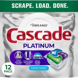Cascade Platinum Dishwasher Pods, Dishwasher Detergent, Dish Detergent Soap, Fresh, 12 count