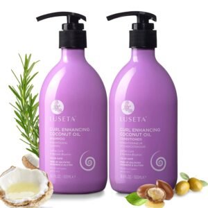 Luseta Curly Hair Shampoo and Conditioner Set with Coconut Oil, Unlimited Bounce and Definition for wavy and Coily hair, Reduce Frizz and Repair Dry Hair, for All Curl Types Sulfate Free 16.9Fl oz×2