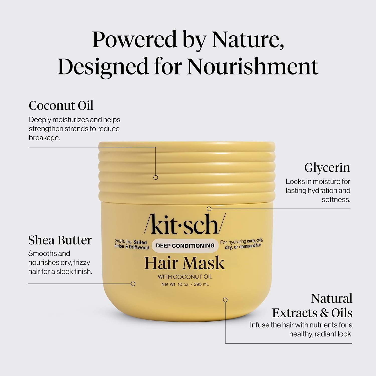 Kitsch Moisturizing Hair Mask for Damaged Hair – Coconut Oil Deep Conditioner for Women – Curly Hair Products Friendly – Frizz-Reducing Hair Care Treatment for Curly, Coily & All Hair Types – 10 oz - Image 6