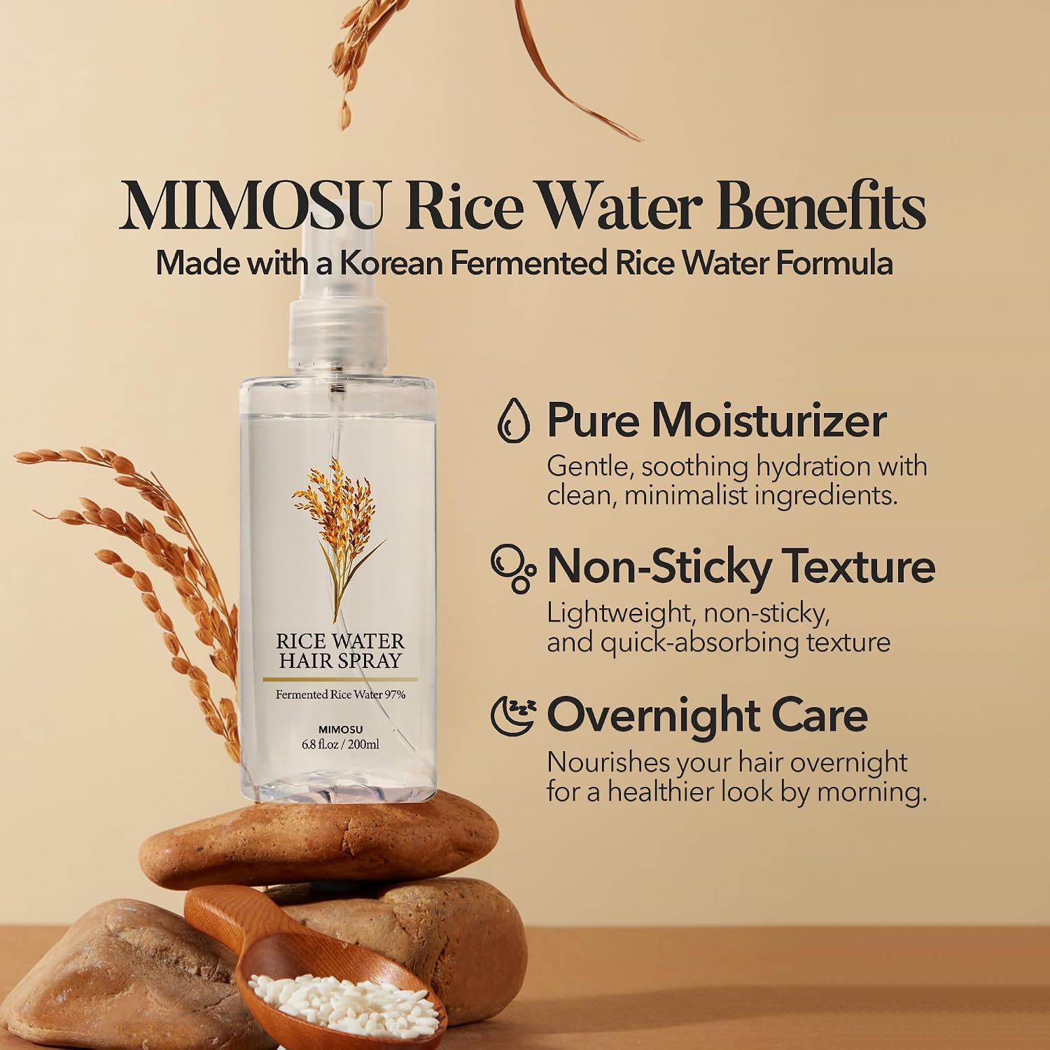 mimosu 97% Rice Water Hair Growth Spray - Fermented Rice Water & Biotin Serum, PHA Toner, Korean hair care Formula, 6.8fl.oz - Image 4