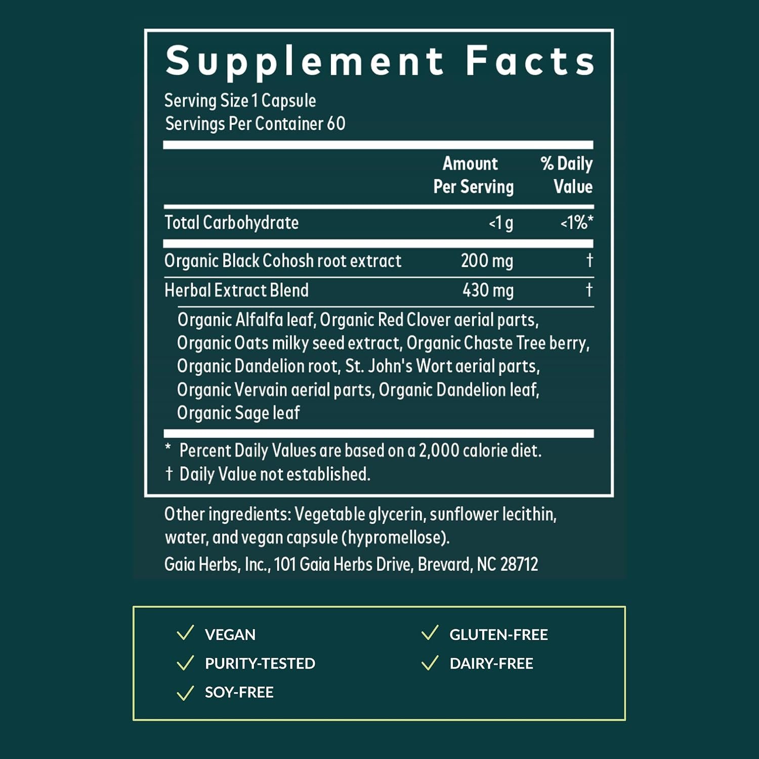 Gaia Herbs Menopause Support Daytime - Helps Support Hormone Balance & Well-Being for Women* - with Vitex, Black Cohosh, St. John's Wort & Oats - 60 Vegan Liquid Phyto-Caps (60 Servings) - Image 3