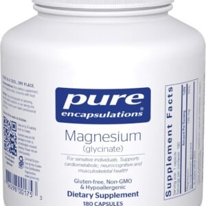 Pure Encapsulations Magnesium (Glycinate) – Supplement to Support Stress Relief, Sleep, Heart Health, Nerves, Muscles, and Metabolism* – with Magnesium Glycinate – 180 Capsules
