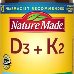 Nature Made Vitamin D3 K2 Supplement, 5000 IU (125 mcg) Vitamin D for Bone, Muscle and Immune Support, 30 Softgels
