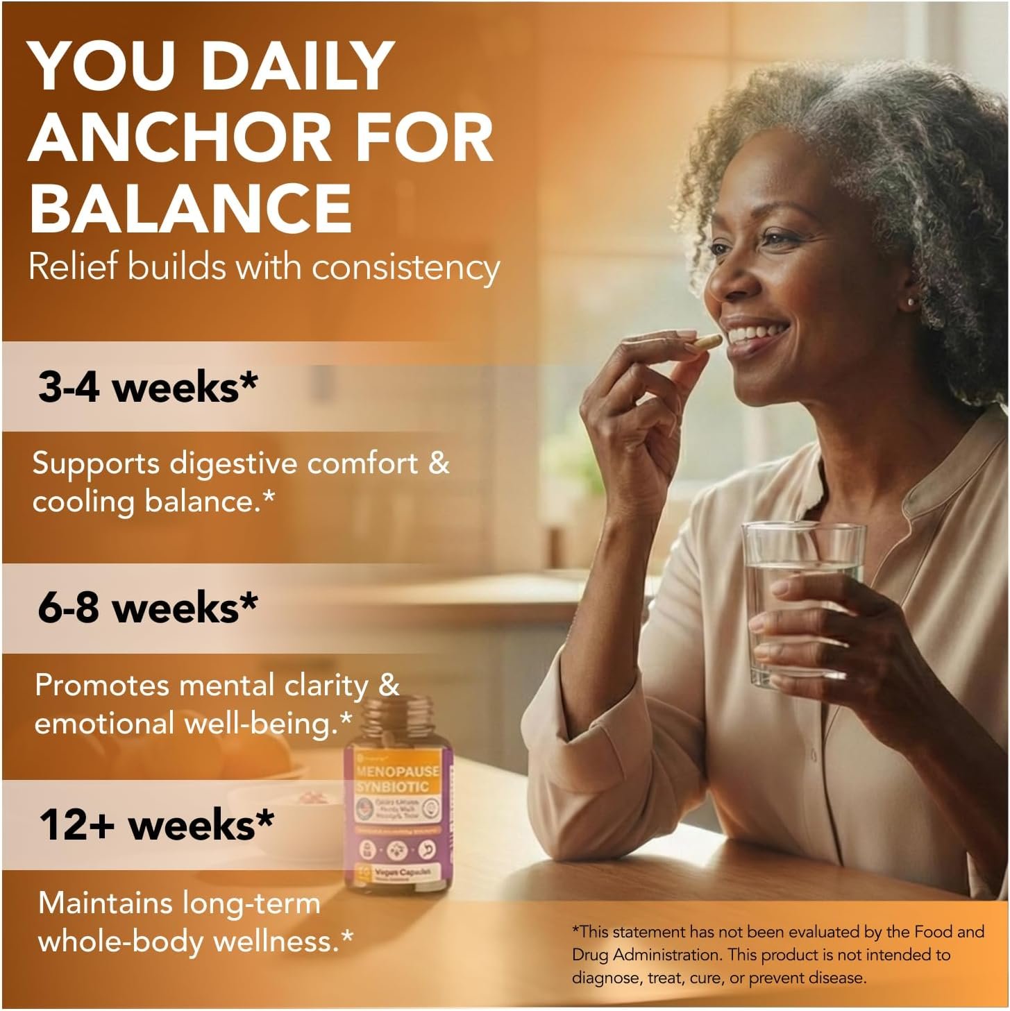 Complete Menopause Support Supplement for Women | Menopause Synbiotic with Black Cohosh, Dong Quai, Rhubarb Root | Helps Easing Hot Flashes, Night Sweats, Restful Sleep | 60 Capsules - Image 5