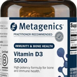 Metagenics Vitamin D3 5000 IU Supplement – High Potency Softgels for Immune, Bone & Heart Health* – 125 mcg Cholecalciferol in Coconut Oil for Enhanced Absorption* – Non-GMO, Gluten-Free – 120 Count